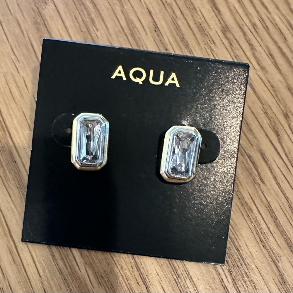 CZ emerald cut studs by Aqua